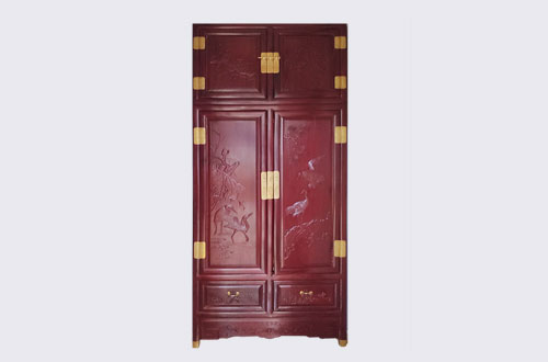 来安高端中式家居装修深红色纯实木衣柜